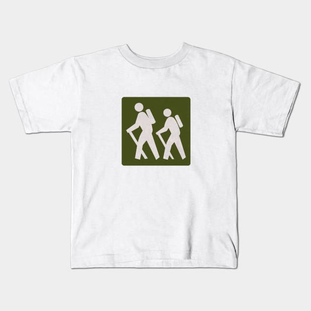 Outdoor Recreational Backbacking Road Sign Kids T-Shirt by PMGdesigns